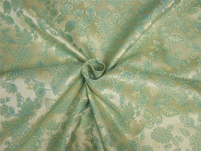 Brocade fabric Cream x sea blue with gold lurex color 54&quot;wide