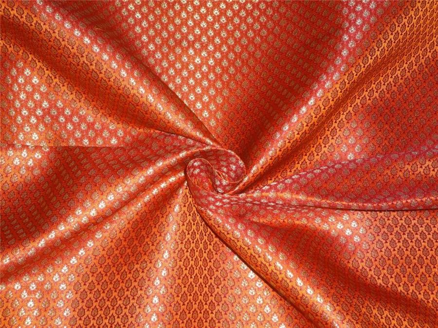 BROCADE ORANGE RED X METALLIC GOLD COLOR 44&quot;INCH
