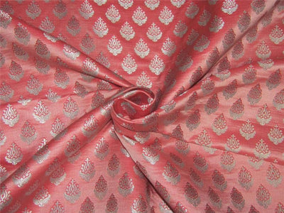 Brocade fabric pink x silver color 44&quot;wide