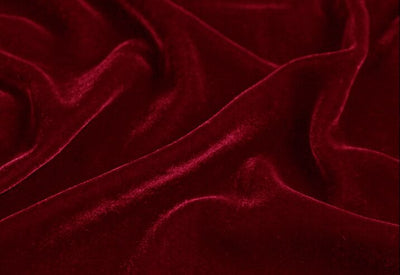 100% Cotton Velvet Dark Red Fabric ~ 44&quot; wide. - The Fabric Factory