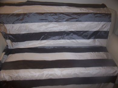 silk taffeta ivory / charcoal grey 4&quot; wide 54&quot; wide - The Fabric Factory