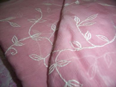 Silk chiffon fabric 44~embroidered ~rose colour&quot;