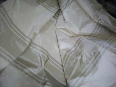 Dark champagne silk taffeta stripe~ 54&quot; wide - The Fabric Factory