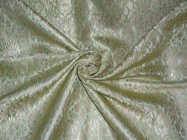 Heavy Silk Brocade Light Green X Metallic Gold Color 36" WIDE BRO507[2]
