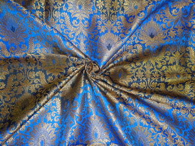 Heavy Silk Brocade Fabric Shaded Blue x Metallic Gold Color 44" WIDE BRO517[1]