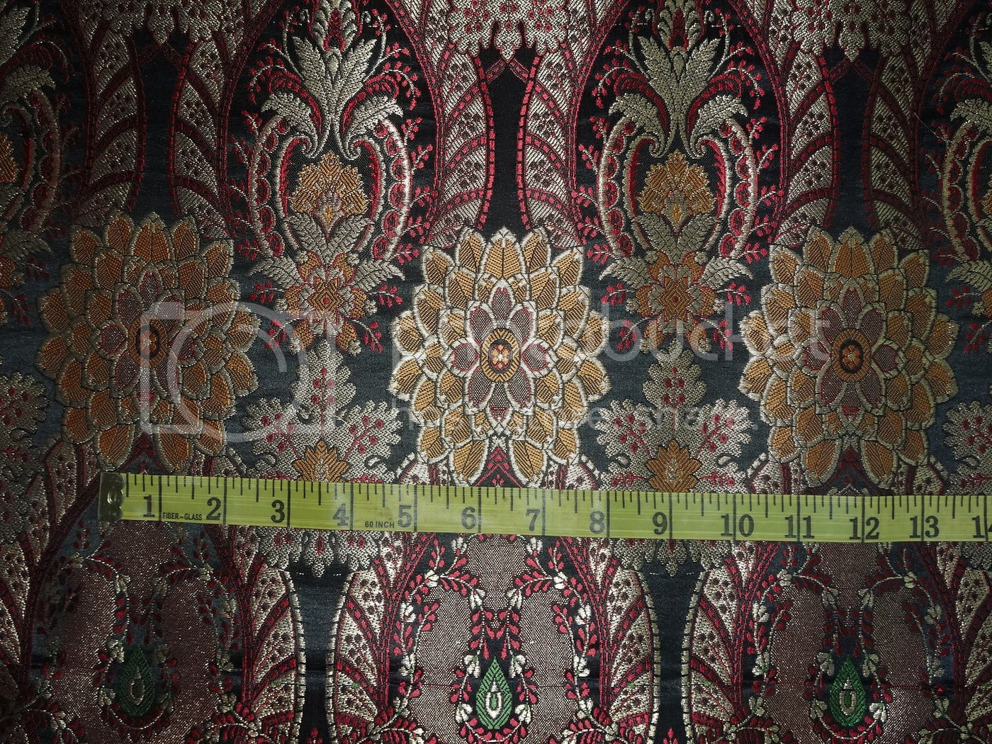 Silk Brocade Fabric Multi Color &amp; Metallic Gold color 36" wide BRO363[1]