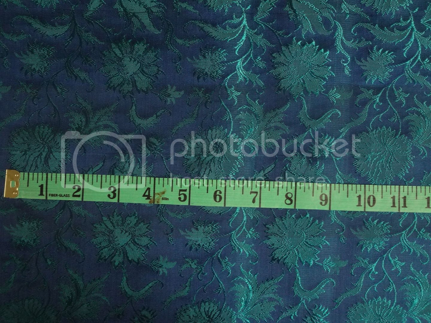 SILK BROCADE FABRIC Kingfisher Blue &amp; Green 44" WIDE BRO210[4]