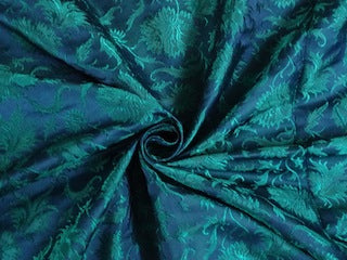 SILK BROCADE FABRIC Kingfisher Blue &amp; Green 44" WIDE BRO210[4]