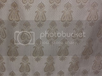 Spun Brocade Fabric Cream &amp; Metallic Gold color 44" wide BRO366[3]