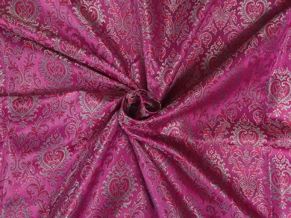 Silk Brocade Fabric Pink x Blueish Grey Color 44" WIDE BRO520[2]
