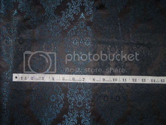 SILK BROCADE FABRIC Blue &amp; Black color 44" wide BRO282[1]