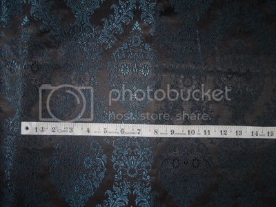 SILK BROCADE FABRIC Blue &amp; Black color 44" wide BRO282[1]