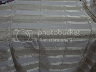Pure Silk Taffeta Fabric Shades of Gold &amp; Beige colour with Satin Stripes 54&quot; wide