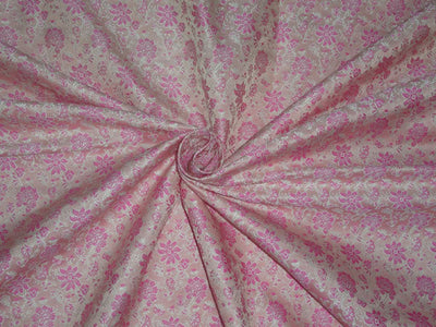 Silk Brocade Fabric Peach,Pink x Ivory Color 44" WIDE BRO523[5]