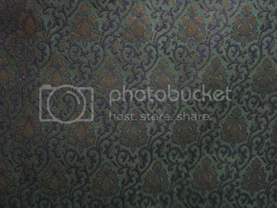 Spun Silk Brocade fabric Blue,Green & Metallic Gold Color 44" wide BRO370[3] Available for bulk preorder