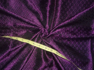 Silk Brocade Fabric Black x Purple Color 44&quot;