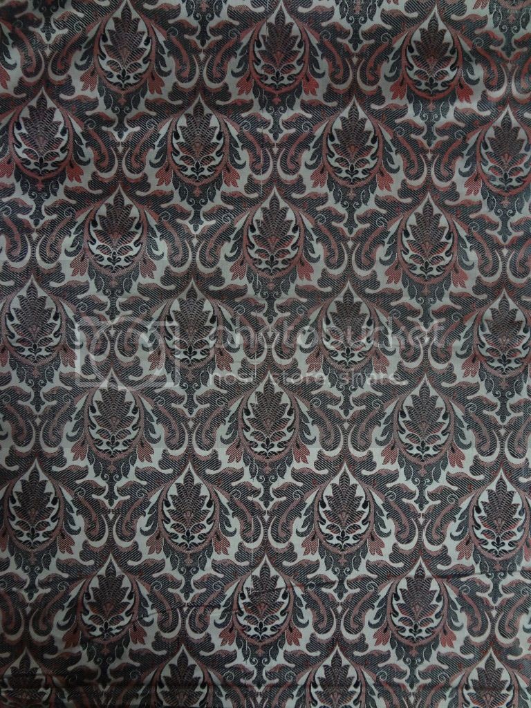 Silk Brocade Fabric Red,Grey &amp; Black color 44" wide BRO213[1]