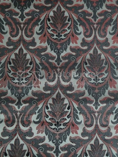 Silk Brocade Fabric Red,Grey &amp; Black color 44" wide BRO213[1]