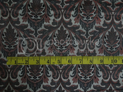 Silk Brocade Fabric Red,Grey &amp; Black color 44" wide BRO213[1]