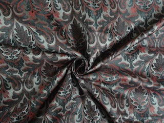 Silk Brocade Fabric Red,Grey &amp; Black color 44" wide BRO213[1]