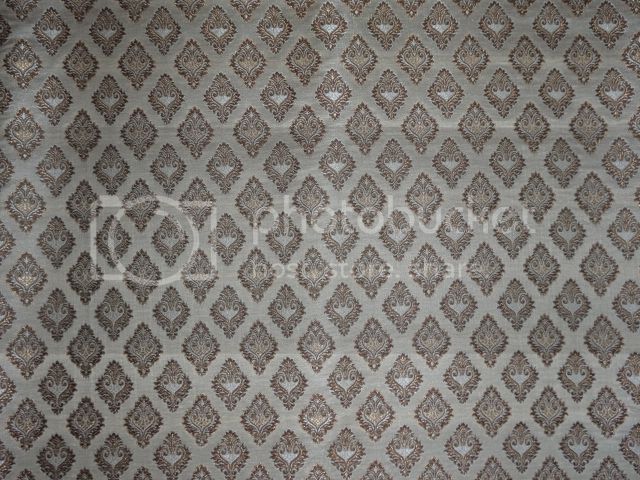 Silk Brocade~Width 44&quot;~Brown,Cream &amp; Metallic Gold colour