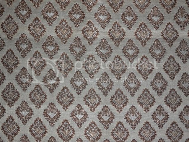 Silk Brocade~Width 44&quot;~Brown,Cream &amp; Metallic Gold colour
