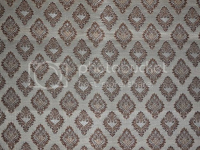 Silk Brocade~Width 44&quot;~Brown,Cream &amp; Metallic Gold colour