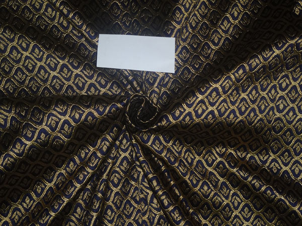 Brocade Fabric Navy Blue x Gold Color 48" WIDE BRO526[2]