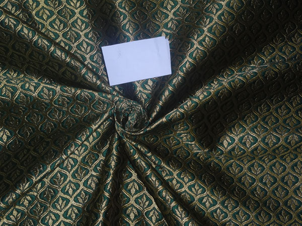 Brocade Fabric Emerald Green x Gold Color 48" wide BRO525[4]
