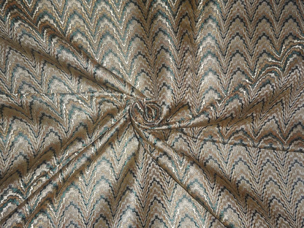 Silk Brocade Fabric Gold x Green Color 44" WIDE BRO527[2]