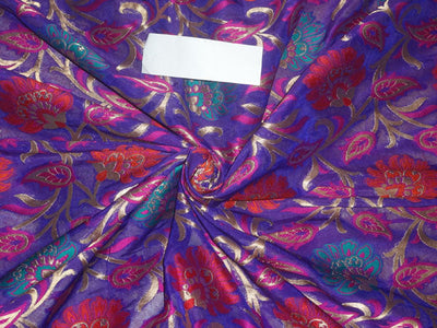 Silk Brocade Fabric Purple, Metallic Gold x Multi Color 44" wide BRO267[1]