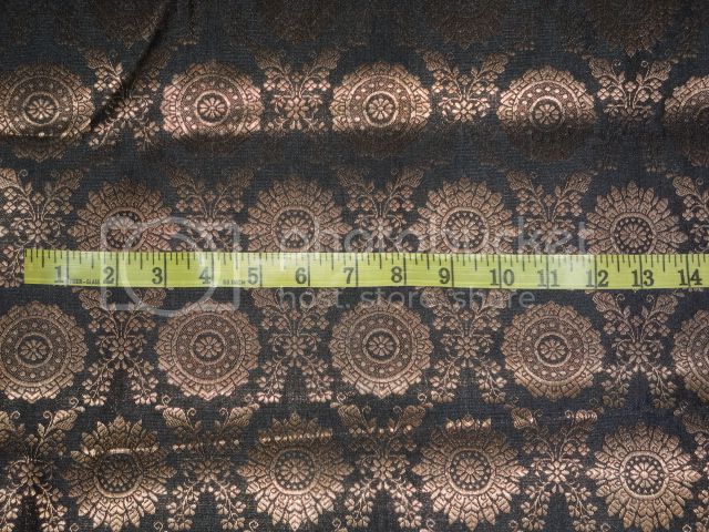 Spun Brocade Fabric Black &amp; Metallic Gold