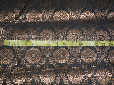 Spun Brocade Fabric Black &amp; Metallic Gold