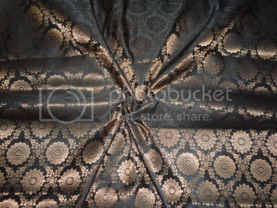 Spun Brocade Fabric Black &amp; Metallic Gold