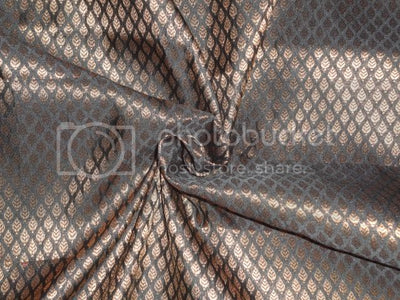 Spun Brocade Fabric Black &amp; Metallic Gold color 44&quot;