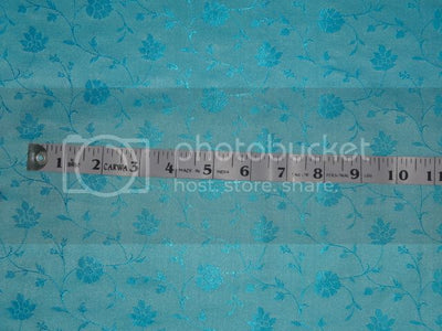 SILK BROCADE FABRIC Blue Color 44" wide BRO379[3]