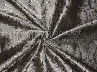 Silk Brocade~Width 44&quot;~Dark Steel Grey &amp; Silver colour