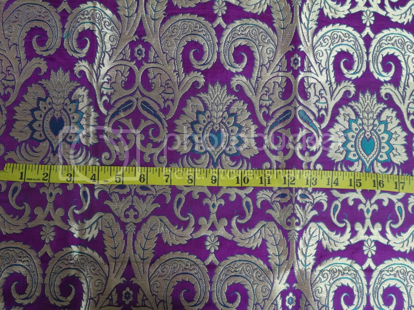 Pure Heavy Silk Brocade Fabric Metallic Gold,Purple & Green 36" wide BRO224[1]