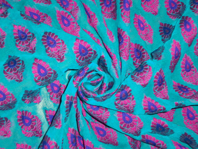 silk georgette jacquard fabric 44*-blue