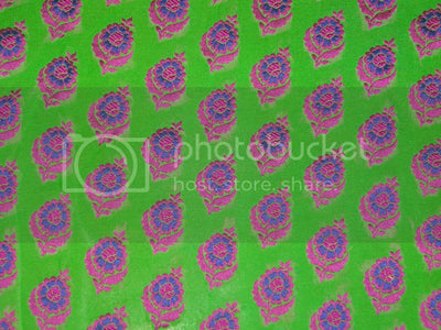 Silk Georgette Fabric with jacquard Green,Blue &amp; Pink color 44&quot;