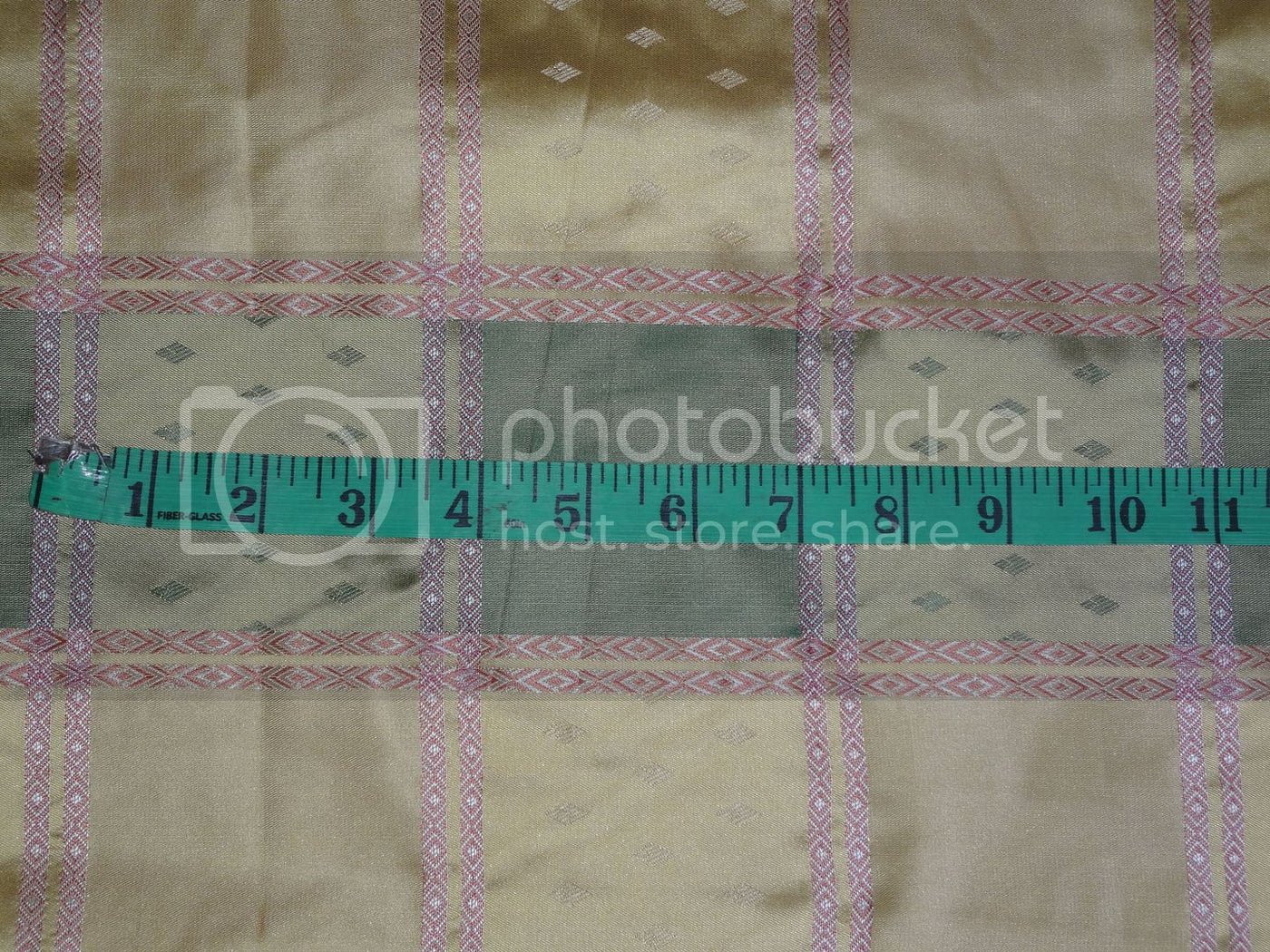 SILK TAFFETA Plaids FABRIC Pink,Green &amp; Light Gold jacquard 54&quot; wide