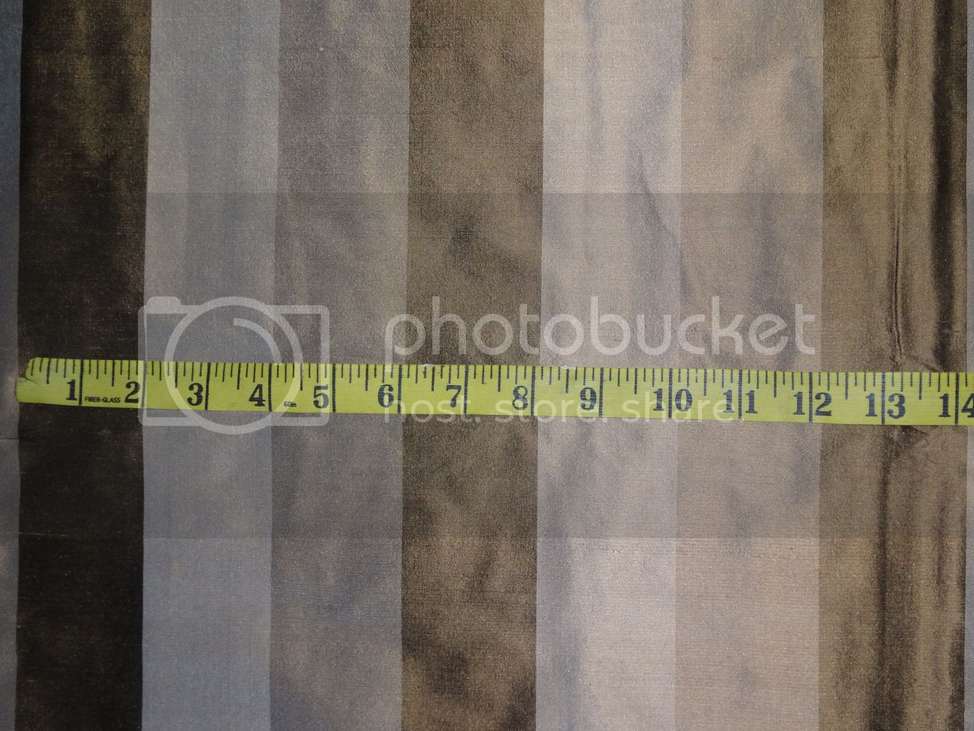 PURE SILK Dupioni FABRIC Shades of Cafe Brown color Stripes