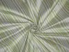 PURE SILK Dupioni FABRIC Apple Green &amp; Ivory color Stripes