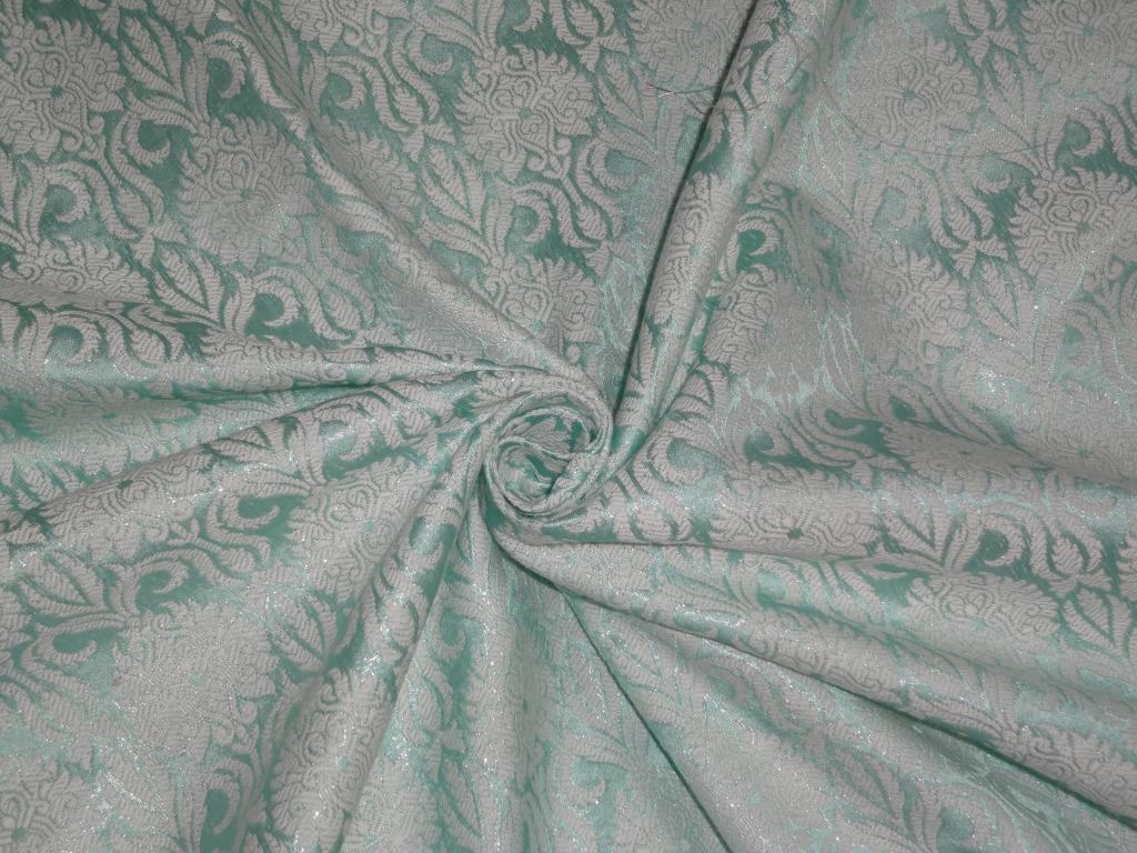 Silk Brocade fabric Pastel Sea Green,Metallic & Ivory Color 44" wide BRO225[4]