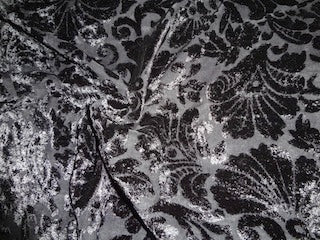 Black Devore Polyester Viscose Burnout Velvet fabric 44" wide [3862]
