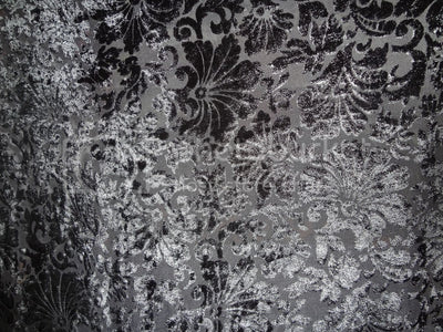 Black Devore Polyester Viscose Burnout Velvet fabric 44" wide [3862]