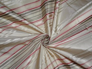 Silk Taffeta Fabric Multi colour with satin stripes 54&quot; wide TAFS109