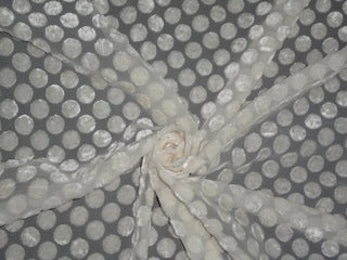 Ivory/Cream Devore Polyester Viscose Burnout Velvet fabric 44" wide [3865]