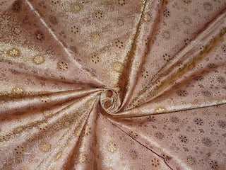 Silk Brocade fabric Brown &amp; Gold Color 44&quot;