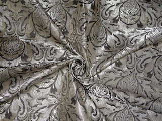 Silk Brocade fabric Silver Grey & Black Color 44" wide BRO222[6]